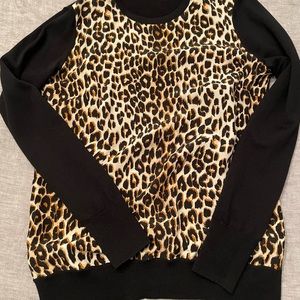 Leopard silk & wool combo sweater